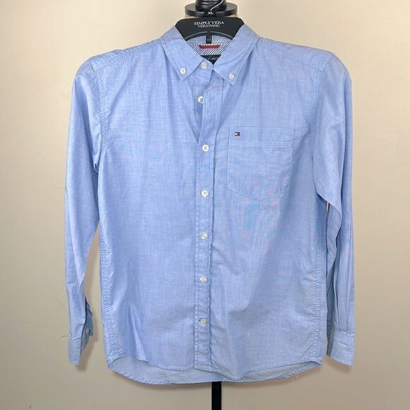 (3/$15) Tommy Hilfiger long sleeve button-down shirt size medium ( 12/14 ) - Picture 1 of 6